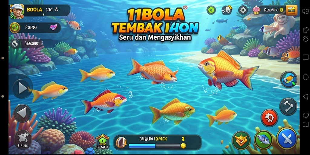 Screenshot menunjukkan suasana seru gameplay Tembak Ikan.