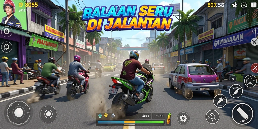 Tampilan gameplay Racing yang seru dan mendebarkan.