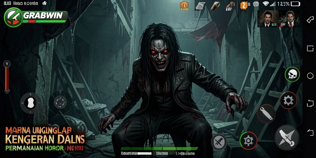 Tampilan gameplay menyeramkan dari game GRABWIN yang mendebarkan.