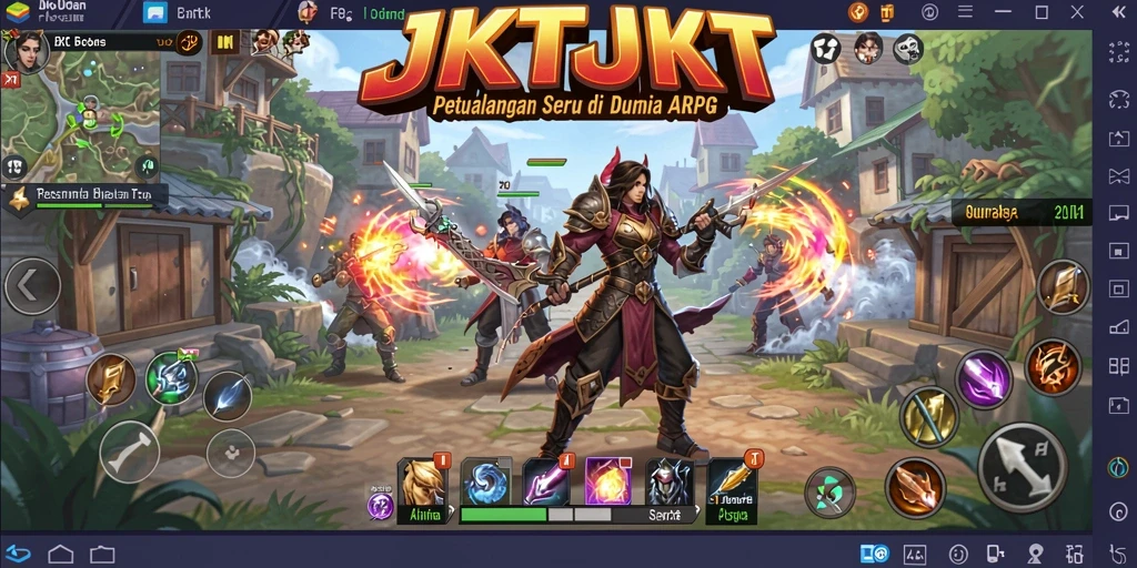 Tampilan utama JKTJKT yang menampilkan aksi permainan ARPG.