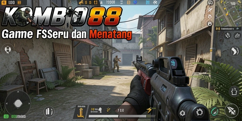 Tampilan aksi seru dalam permainan FPS KOMBO88.