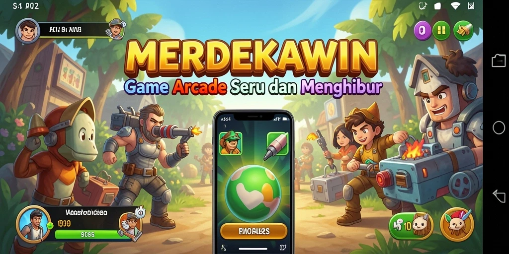 Tampilan gameplay menarik dari MERDEKAWIN yang penuh warna.