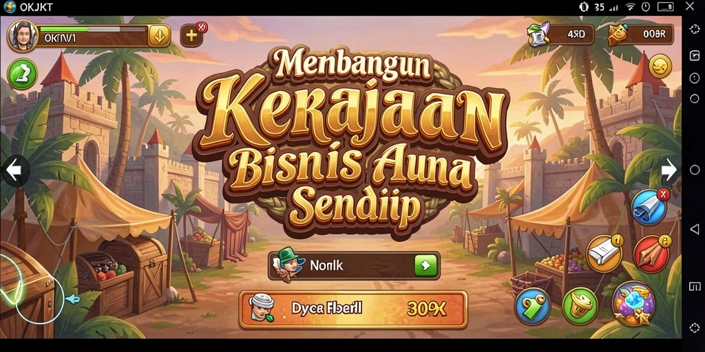 Tampilan gameplay OKJKT menunjukkan strategi dan pengelolaan bisnis yang menantang.