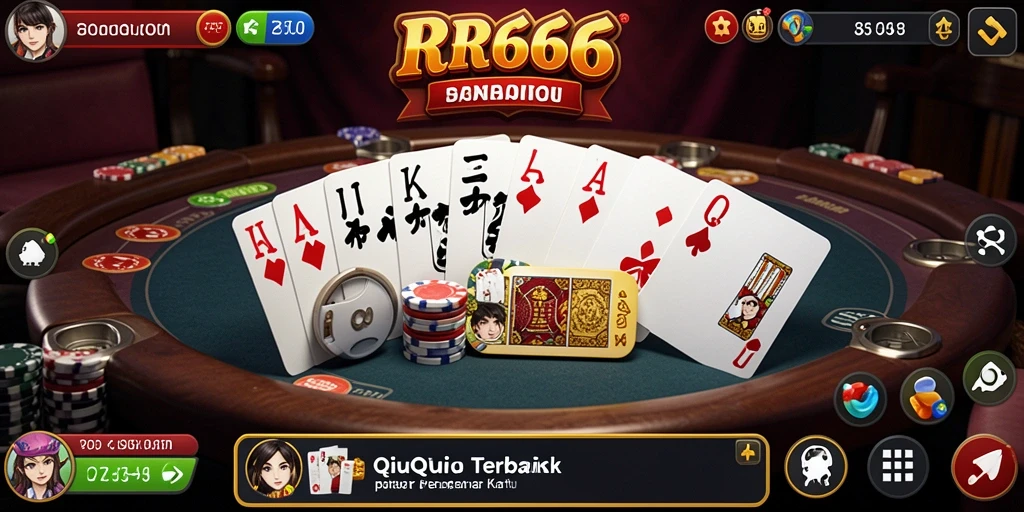 Tangkapan layar gameplay RR666 yang menampilkan suasana seru permainan QiuQiu.