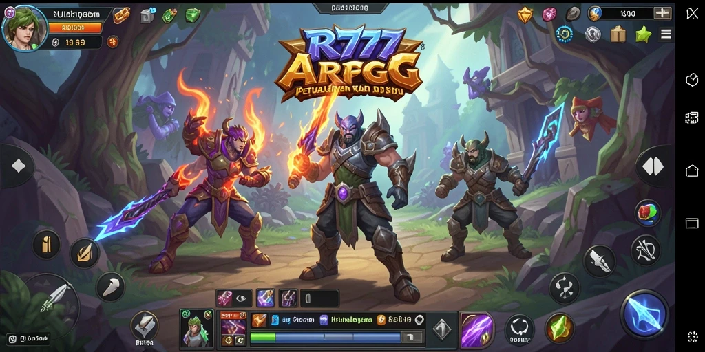 Tampilan gameplay seru dari RR777 yang menunjukkan pertarungan ARPG.