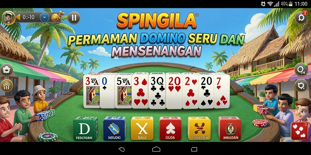 Screenshot SPINGILA menampilkan momen seru permainan Domino.